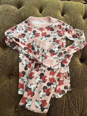 Hanna Andersson Pink Minnie Mouse Pajama Set with Red Bows size 10